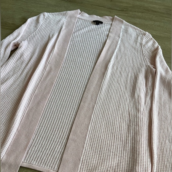 Talbots Open Front Pink Cardigan Sweater Classic Waffle Knit SZ M - Picture 2 of 7